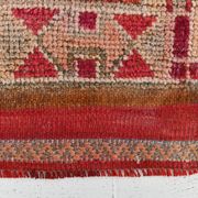 Tapis kilim ancien tons rouges et gris, motifs géométriques turcs,99x343 Cm