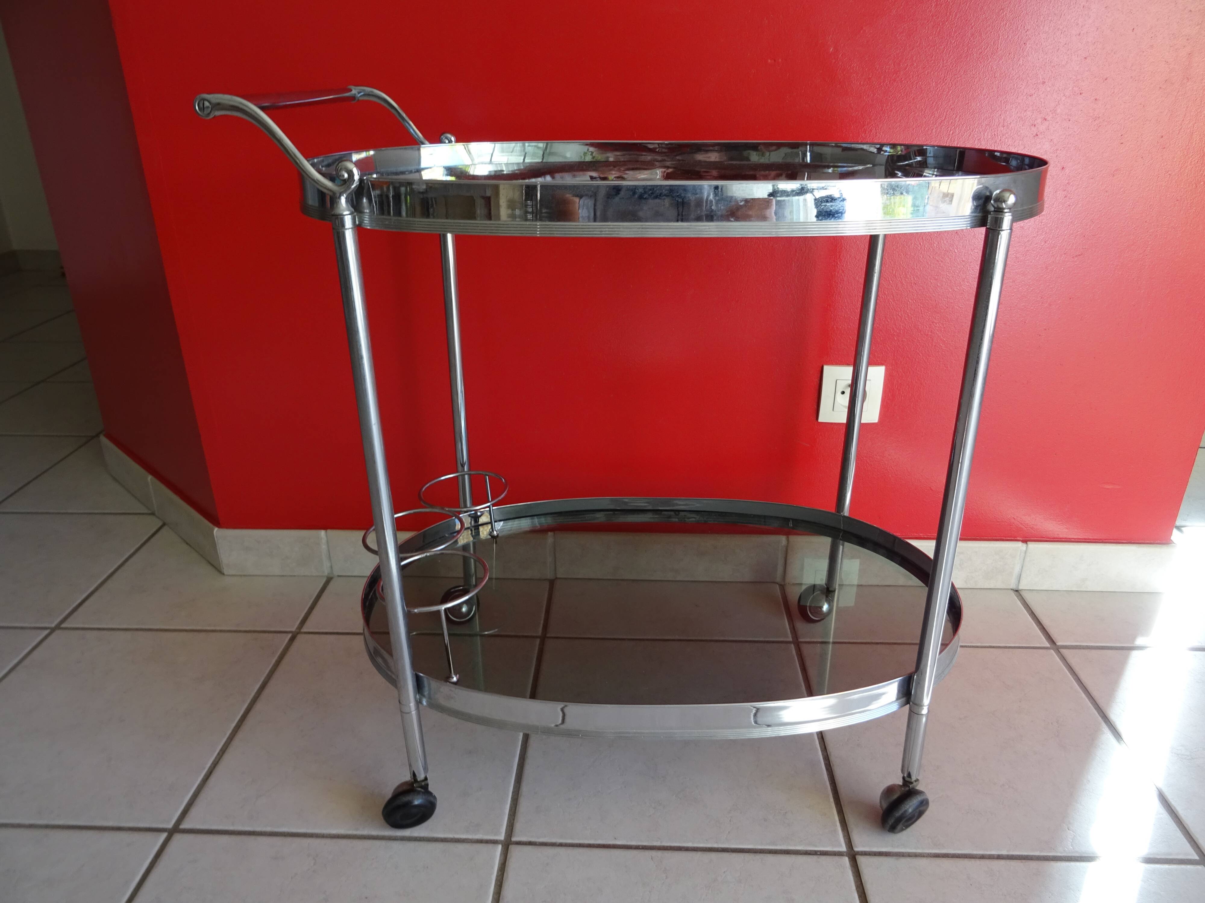70s design chrome bar trolley
