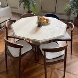 Octagonal travertine table