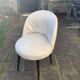 Vintage 1950s white satin armchair with compass legs