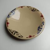 Plat Badonviller art déco beige à fleurs
