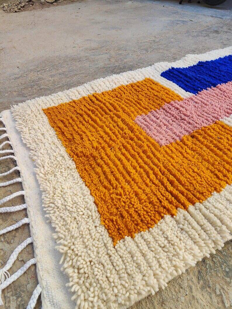 Handmade pure wool rug with colourful patterns 1.5/3.5 m