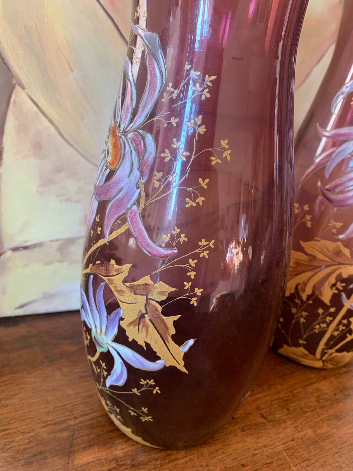 Enamelled glass vases
