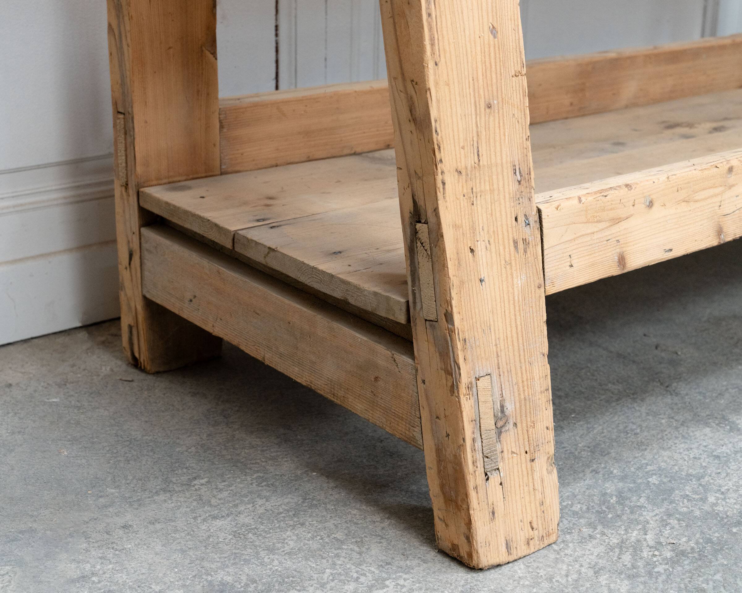 Old pine workbench completely stripped, 1940