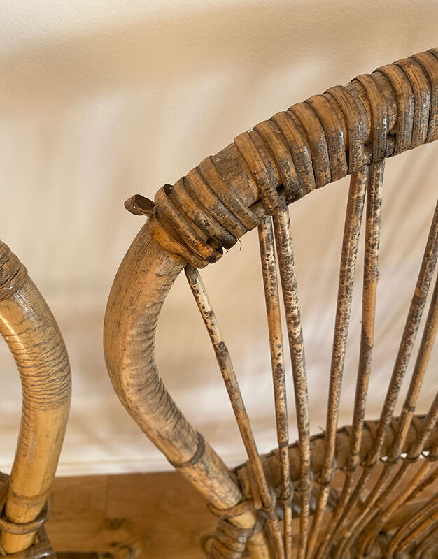 Lot 4 chaises rotin d'Audoux & Minnet