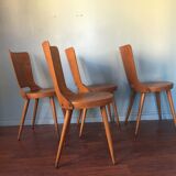 Suite of 4 chairs bistro Baumann, 60s.