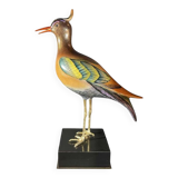 sculpture figurine polychrome porcelain & gilded bronze, Hollywood Regency,