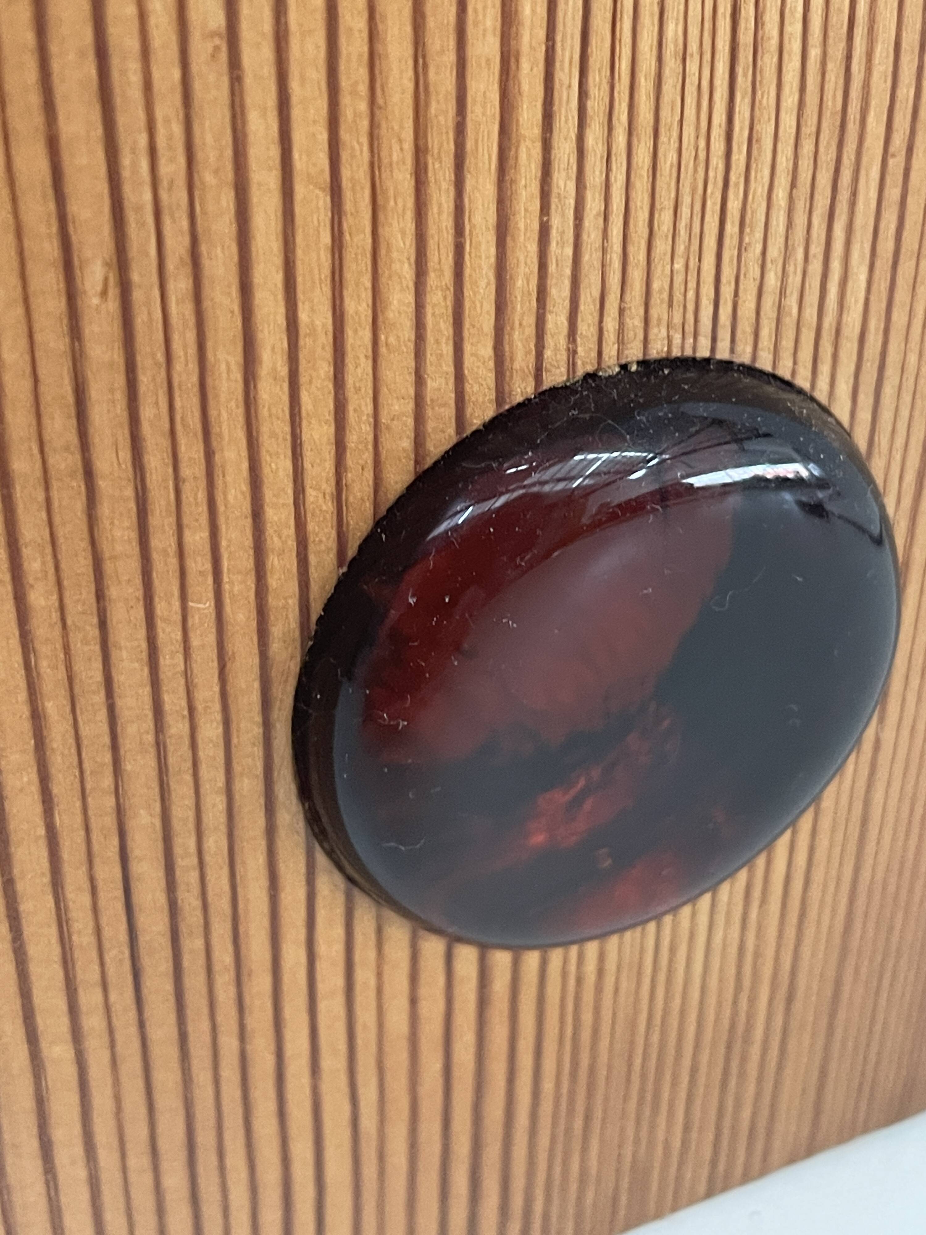 Swedish wooden lamp with glass paste cabochons, 1960s-70s