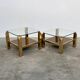Set of 2 Belgo coffee tables in chrome brass and glass, Belgium, 1970s