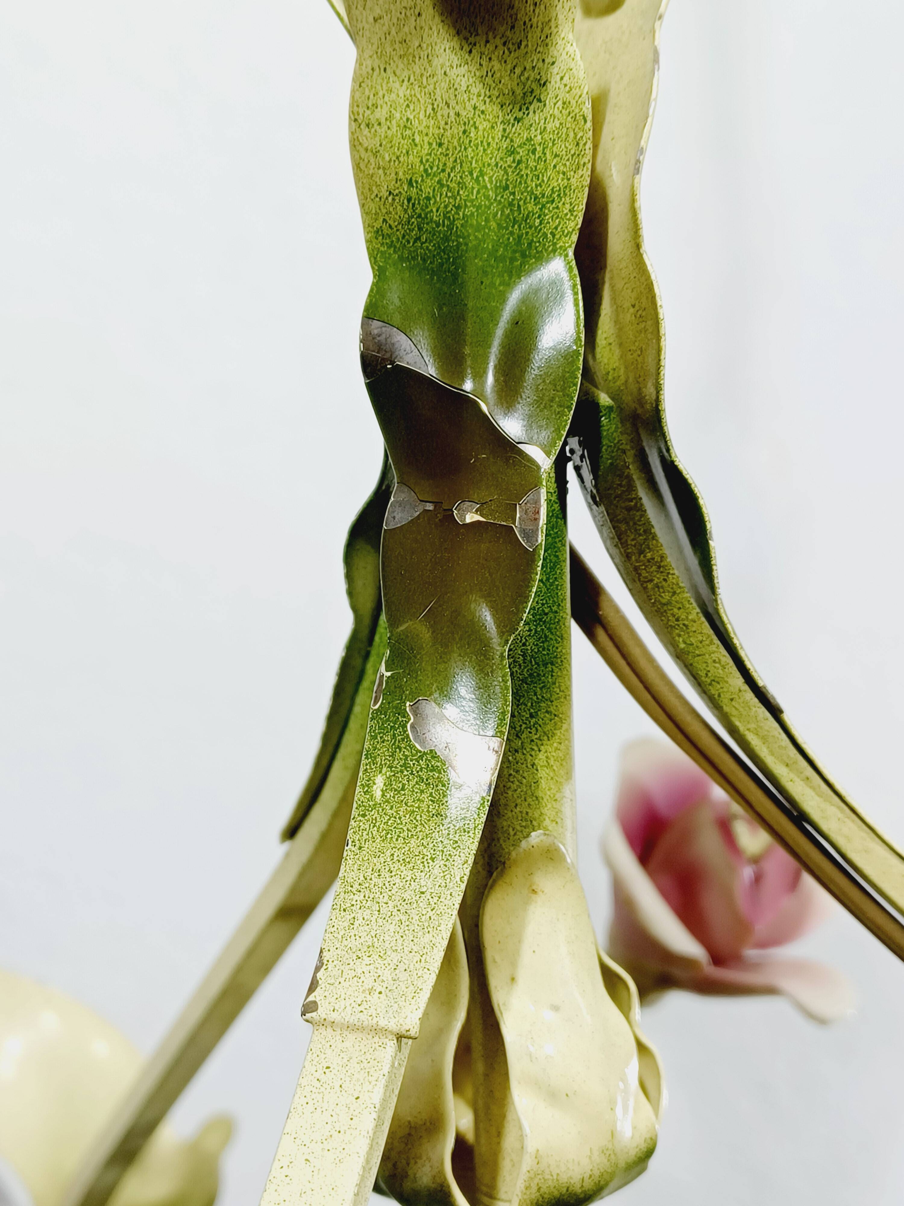 Wrought iron and porcelain chandelier
