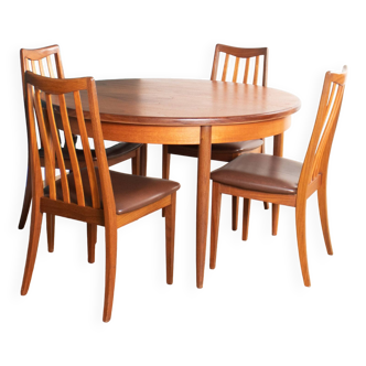 Retro Teak GPlan 1960s Fresco Dining Table & 4 Four Chairs By Victor Wilkins