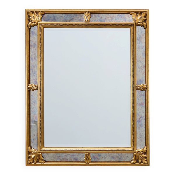 Miroir doré de style baroque par Deknudt, Belgique 20e siècle