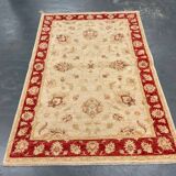 Traditional Living Room Rug, Cream Red Floral Oriental Carpet 119x175cm