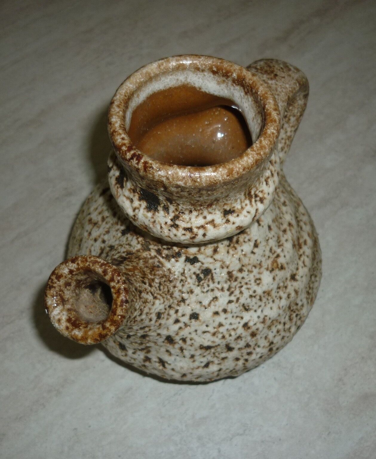 Ceramic pitcher fat lava greige and brown