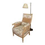 Paire de fauteuils cannés de style Louis XVI à décor floral