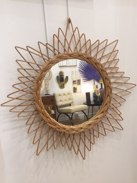 Sun rattan mirror 58x58cm