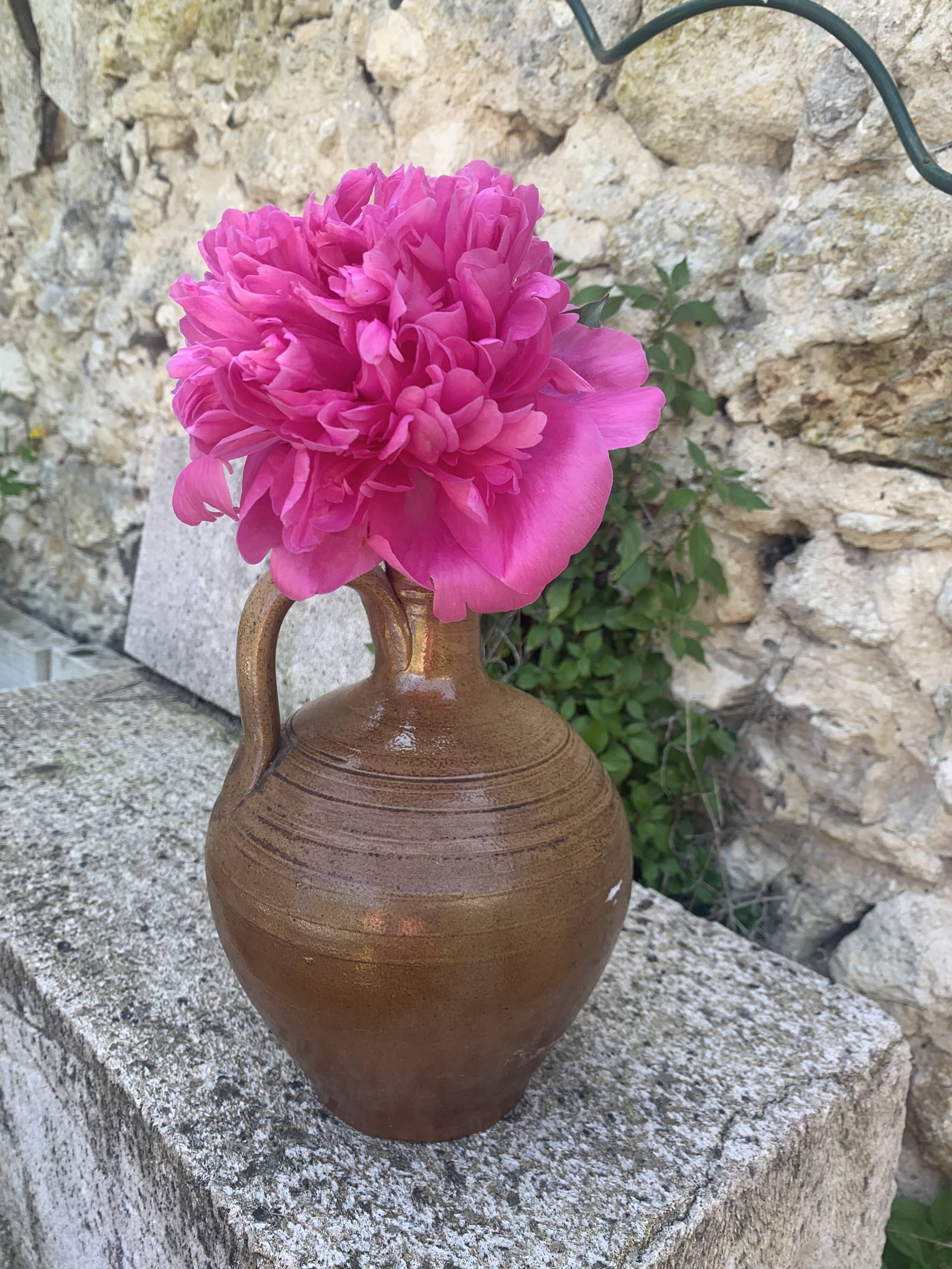 Carafe, jug, gargoulette in glazed stoneware, made in France, vintage