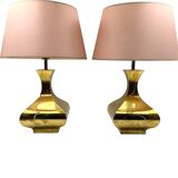 Hollywood regency set of 2 table lamps mod. Piramide, High Society Italy 70
