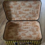 Valise ancienne en carton jaune et noire vintage