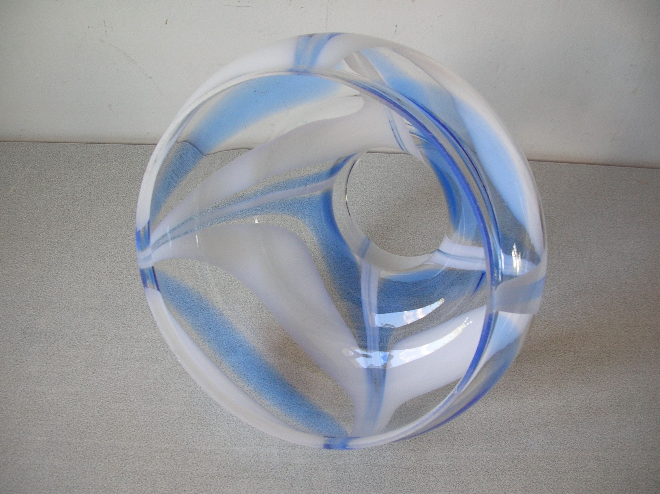 Old lampshade chandelier glass luminaire blue white berlingot way ceiling lamp