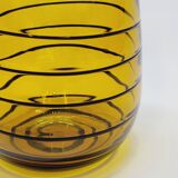 Vintage Murano Vase Mid Century Blown Glass Yellow Brown Spiral Style Ve