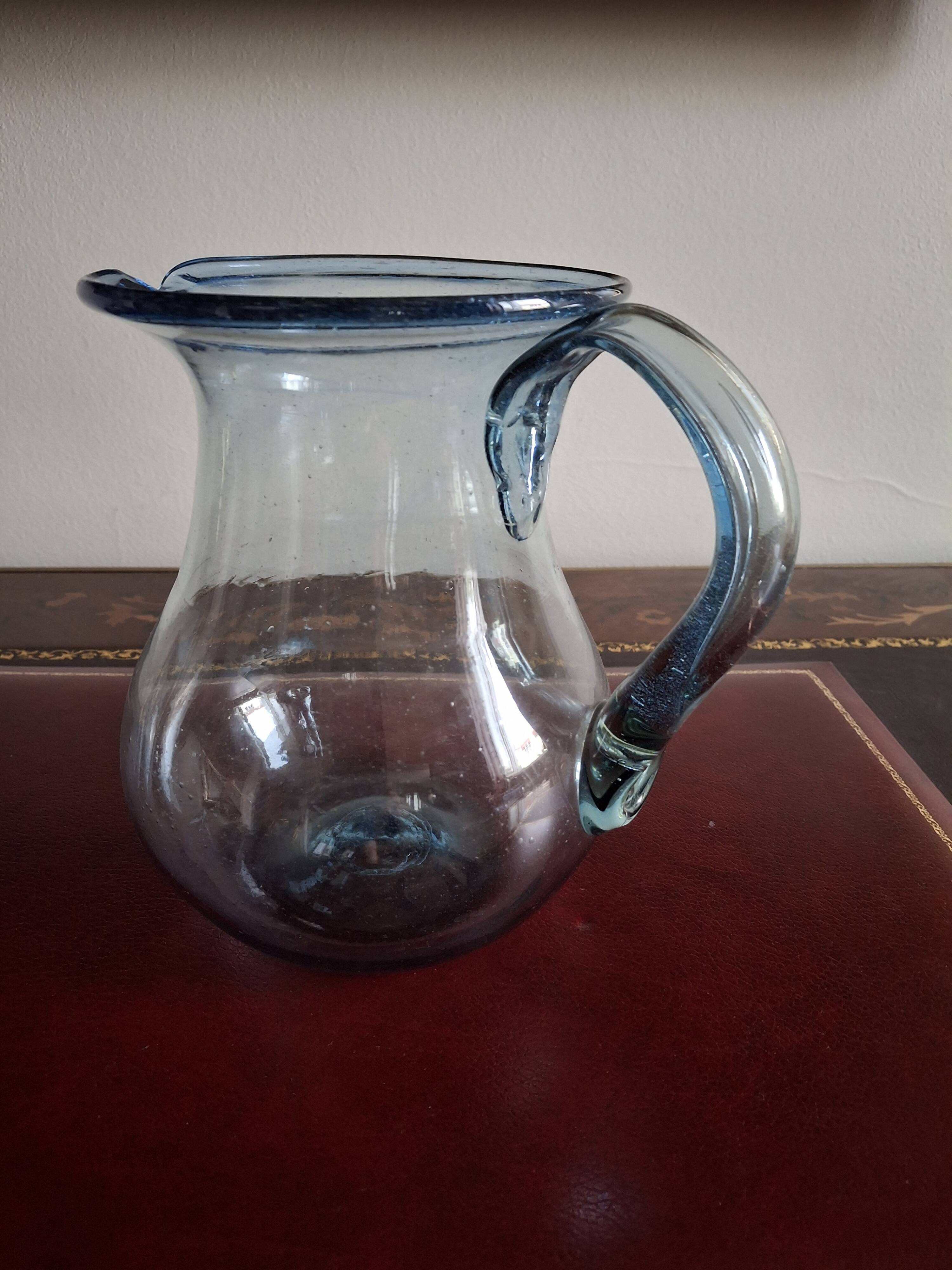 Service à orangeade en verre soufflé bullé