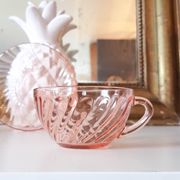 6 Rosaline LUMINARC pink glass tea cups and saucers made in France