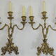 Pair of candle holders / golden brass / vintage / candelabra
