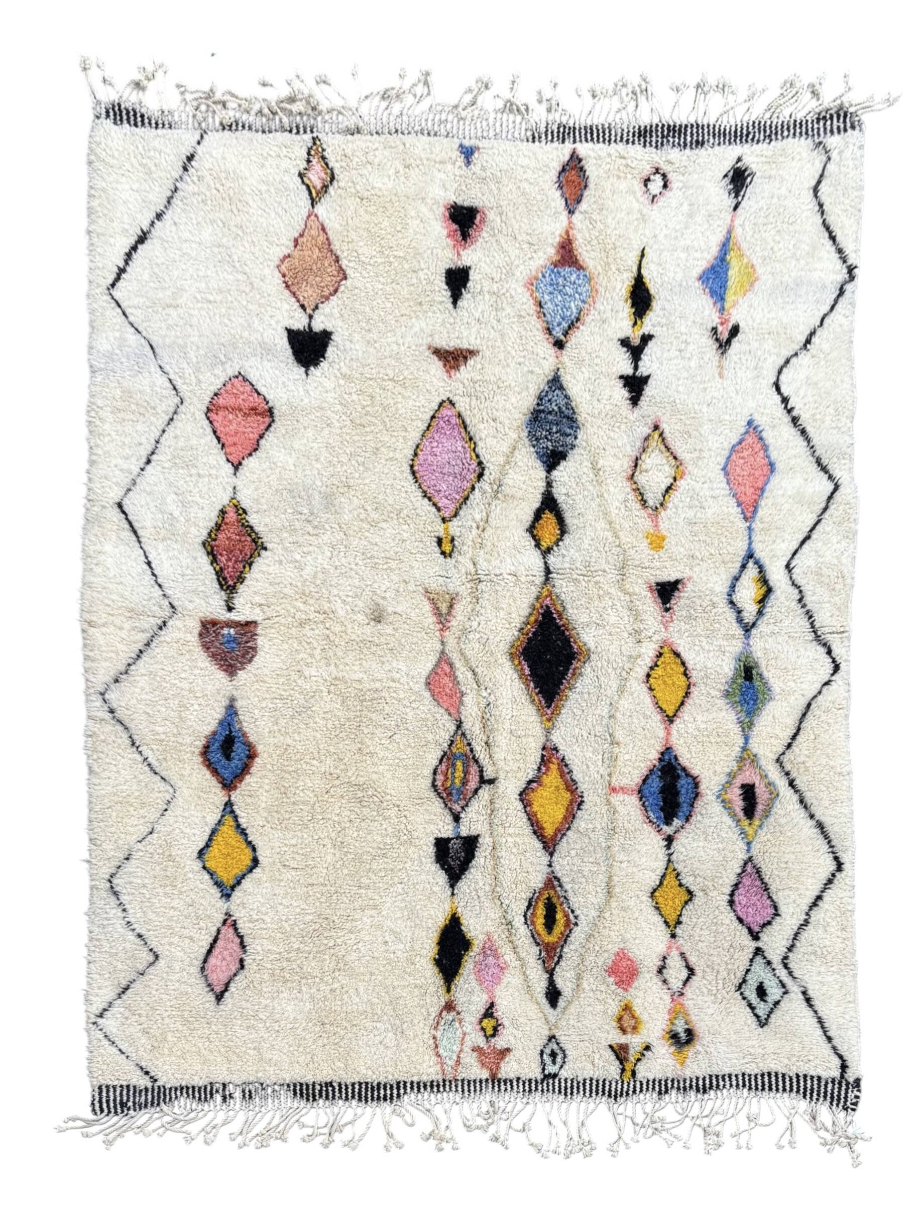 New Moroccan Berber rug M'rirt – 200x300 cm – Multicolored diamonds