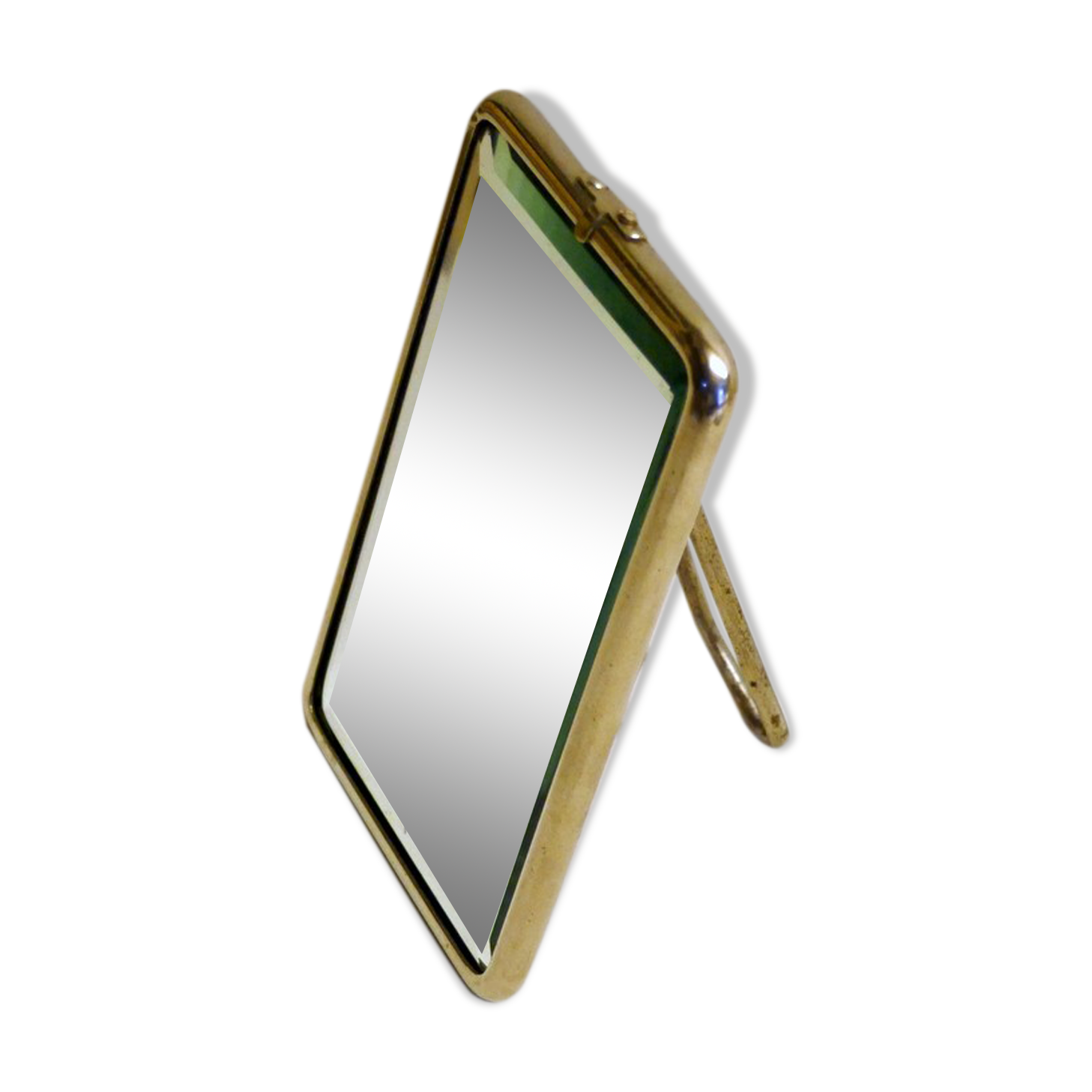 Old beveled barber mirror - hand-to-hand 14, 5 cm X 9, 5 cm
