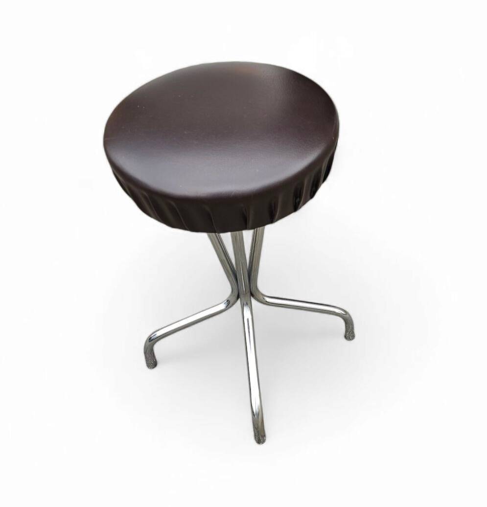 3 x stool / black top / chrome frame / 1970s  / Height 53 Depth 40 cm