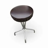 3 x stool / black top / chrome frame / 1970s  / Height 53 Depth 40 cm