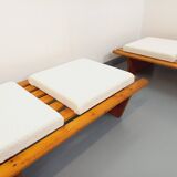 Pair of vintage  Perriand style  pine benches
