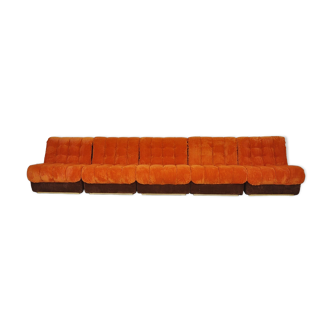 2-color corduroy modular sofa, 1970s