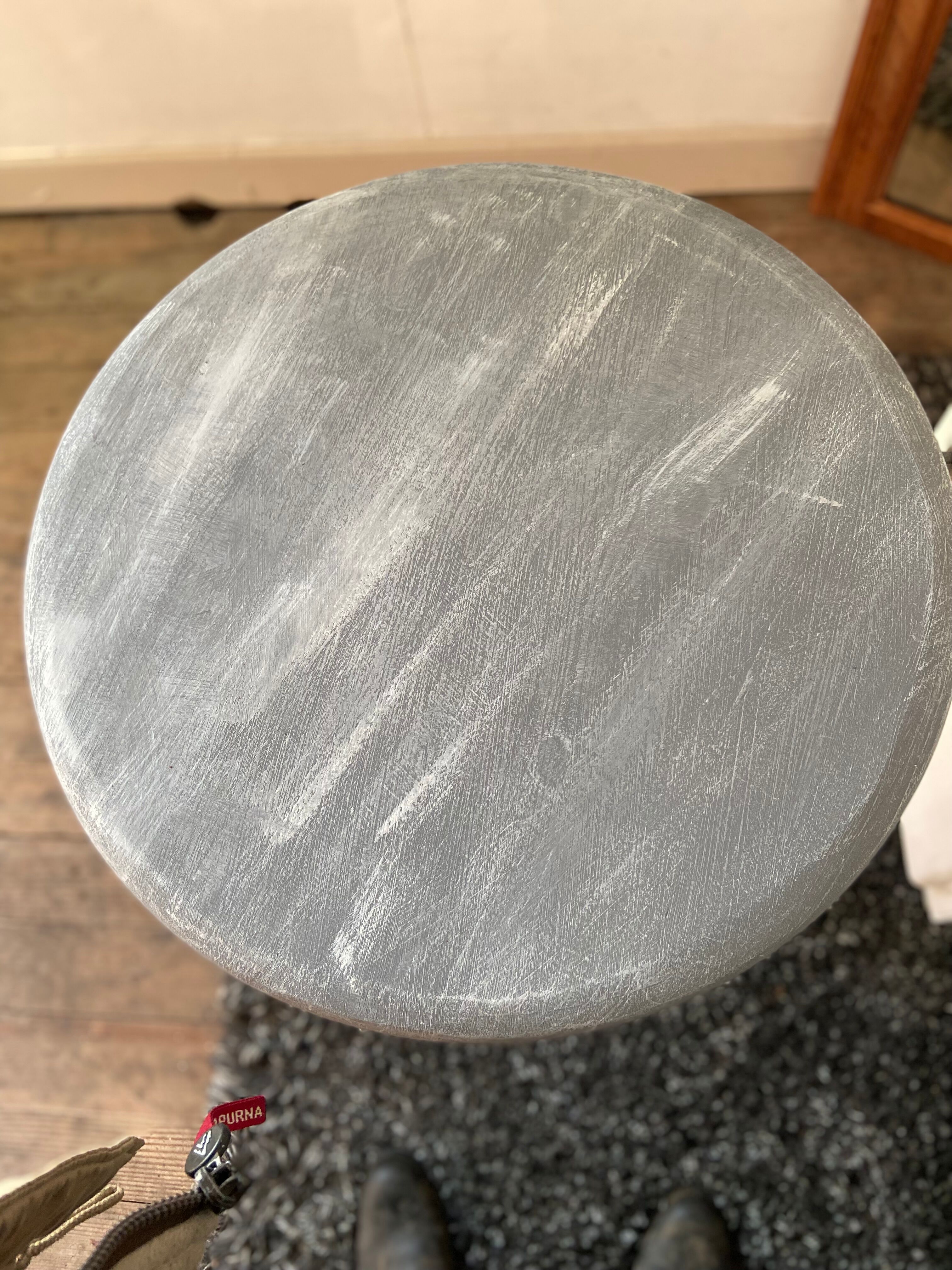 Patinated wooden pedestal table