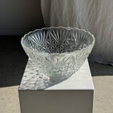 Large glass salad bowl with diamond points D30