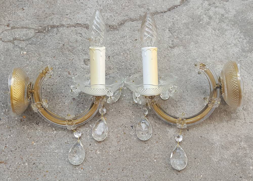Pair of mid-century Murano glass tassel sconces, Treviso, Italy