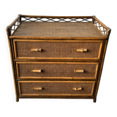 Commode en bambou et rotin Angraves des années 1970