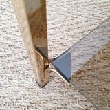 Side table gilded metal and smoked glass