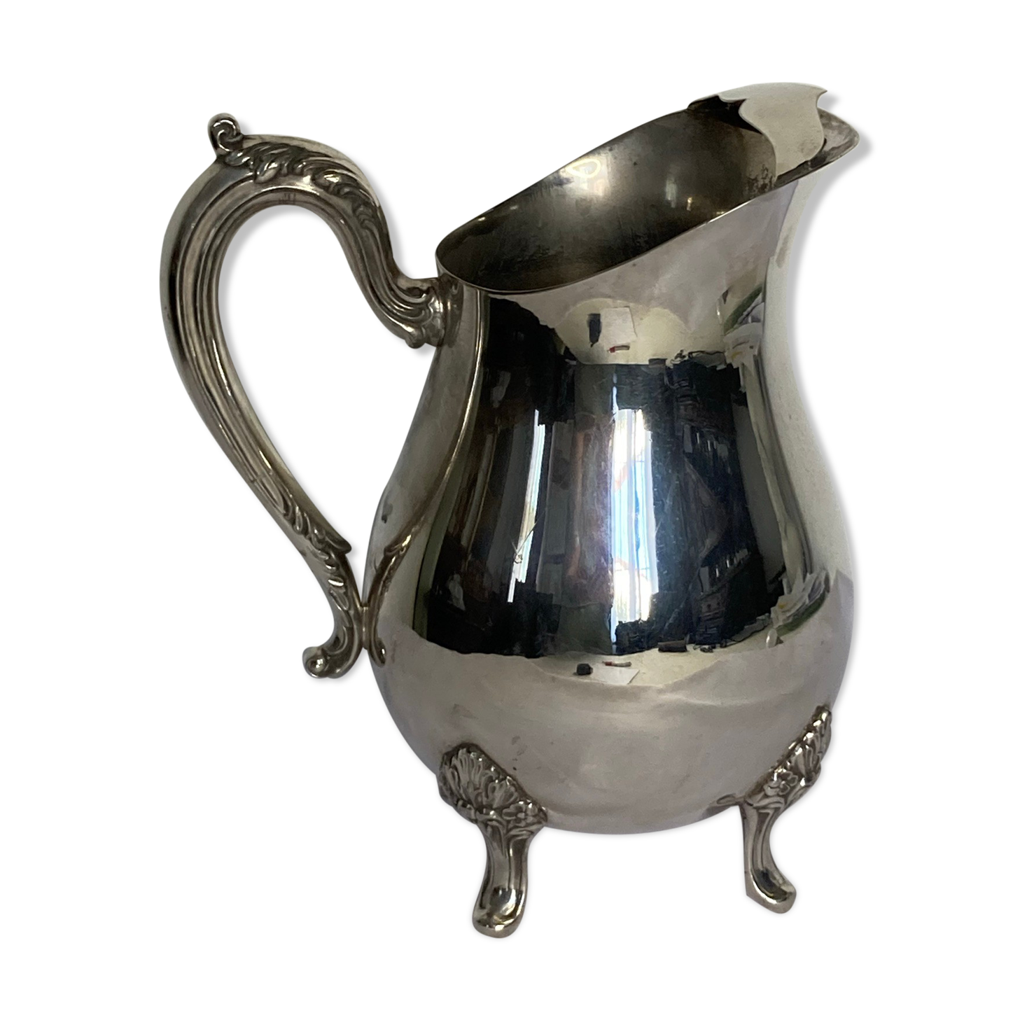 Old American silver metal water pitcher early twentieth century