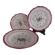 Trio d'assiettes, plats Longchamp à décor de fleurs, 1930-40