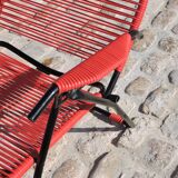 Pair of folding lounge chairs scoubidou vintage 60s