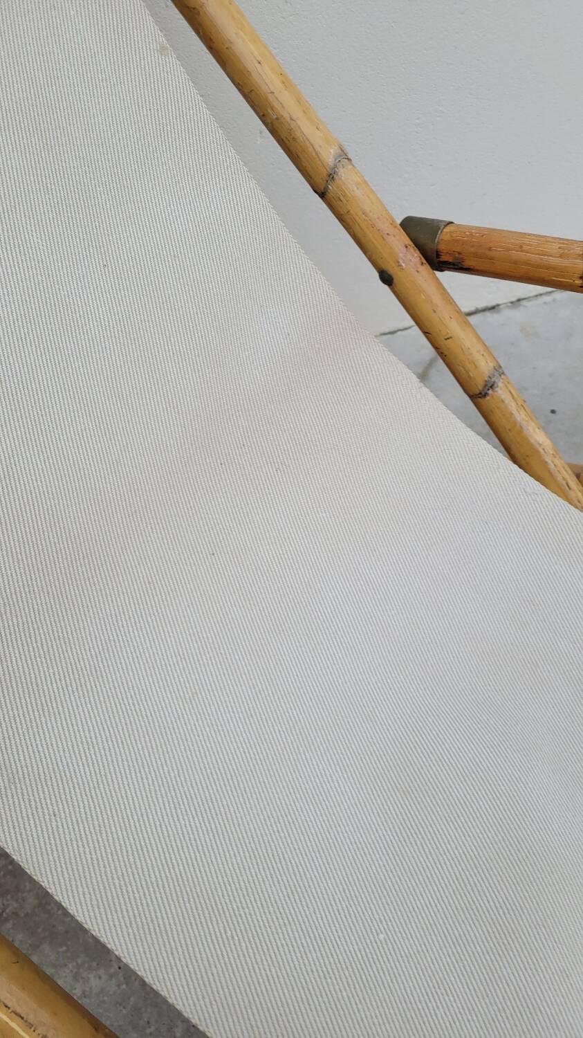 Vintage bamboo deck chair armchair 1950s Italy