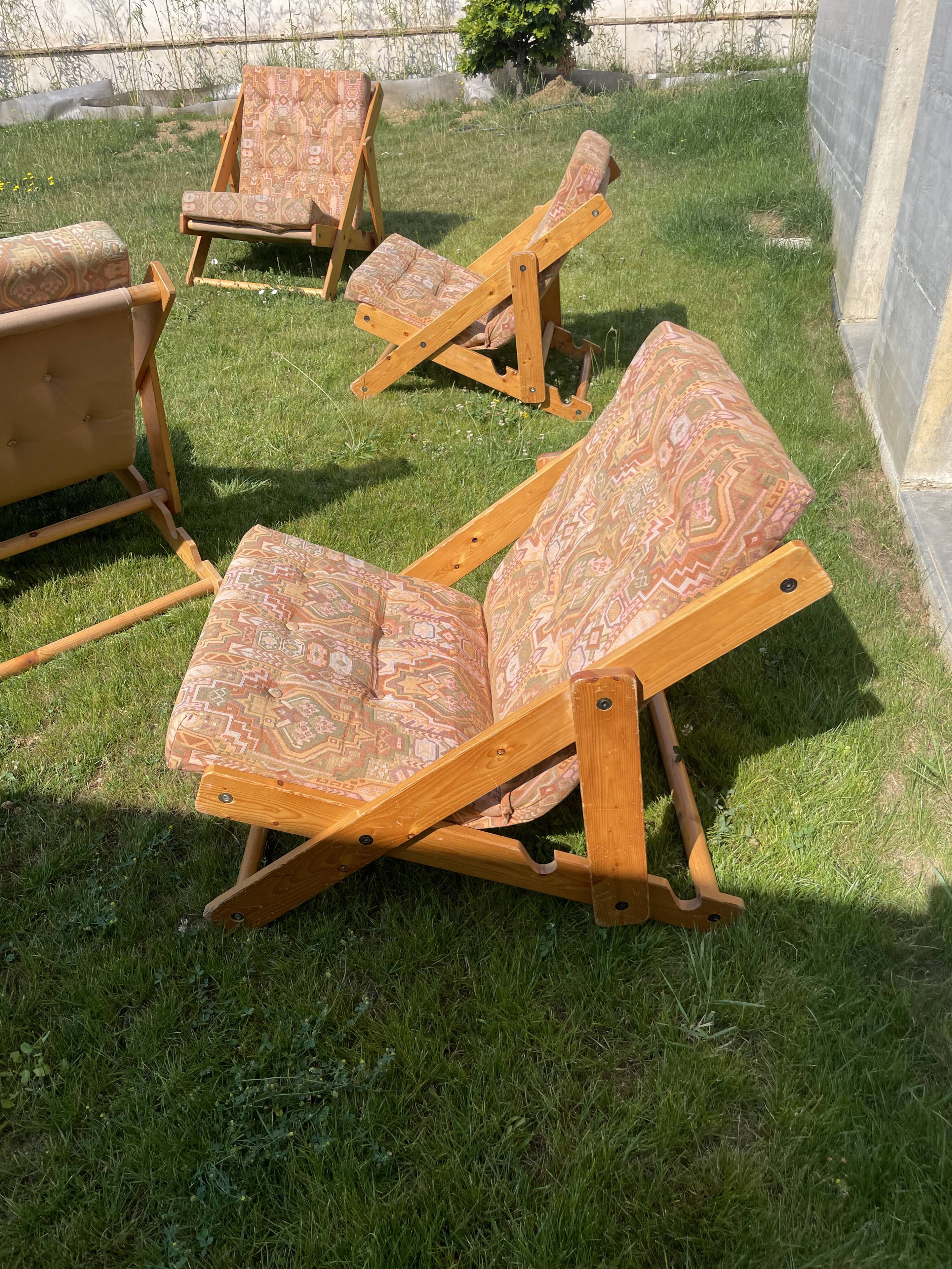Lot 4 transats en pin Fatöli Kontiki Ikea 1970