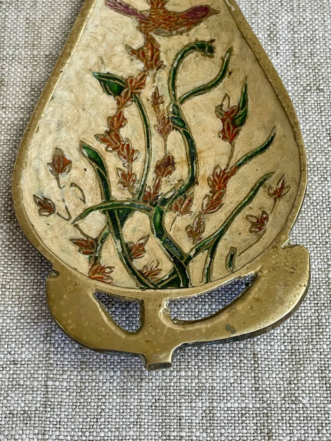 Enamelled brass pear cup