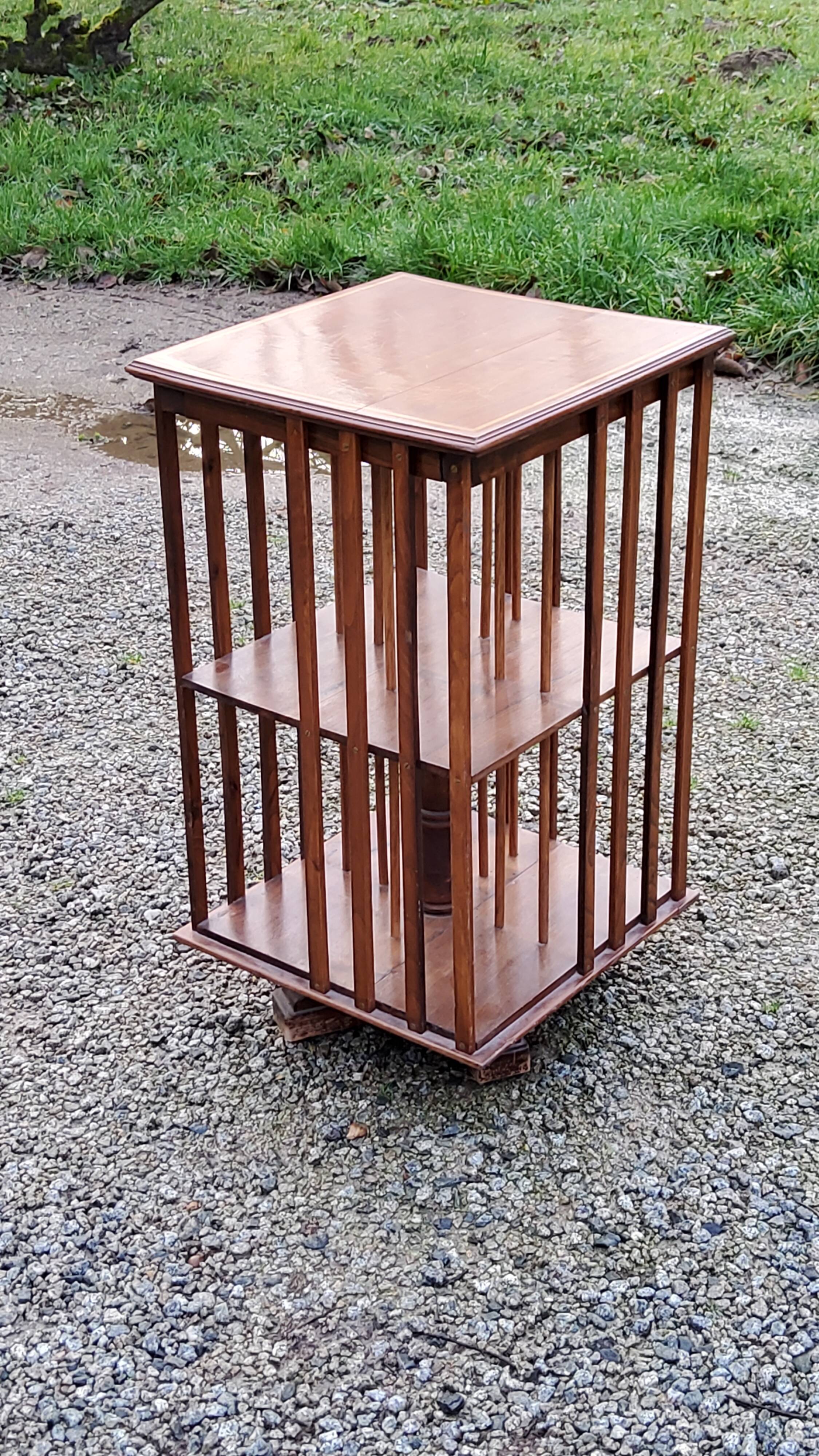 Art Deco style revolving bookcase in walnut and oak