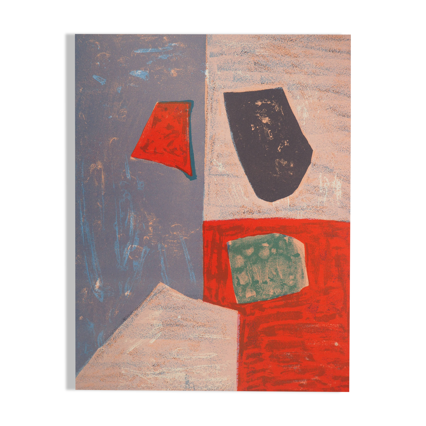 Serge poliakoff: pink and red composition - original lithograph