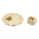 Coupe et boîte Longwy en émaux craquelés beige à décor doré