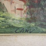 Oil painting on canvas, mountain landscape, Cakv