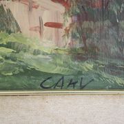 Oil painting on canvas, mountain landscape, Cakv